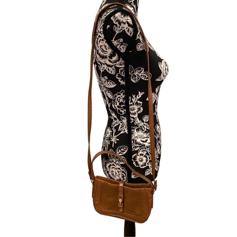 Brown Faux Leather Crossbody Shoulder Bag Purse Boho Bohemian Classic Business